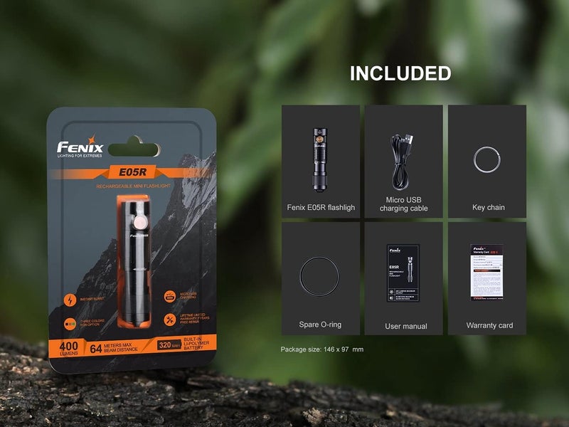 Fenix E05R Rechargeable Keychain Torch - Green - Image 5