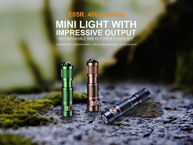 Fenix E05R Rechargeable Keychain Torch - Green - Image 2