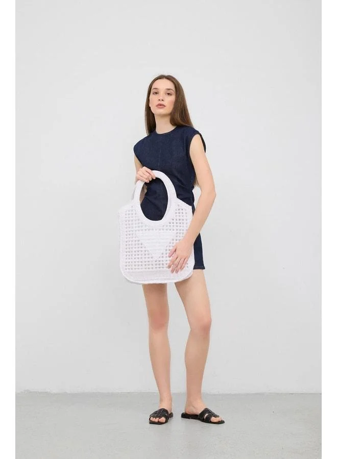 Shule Bags  Vicolo Handmade Macramé Tote Bag White. for Women | Best Price UAE