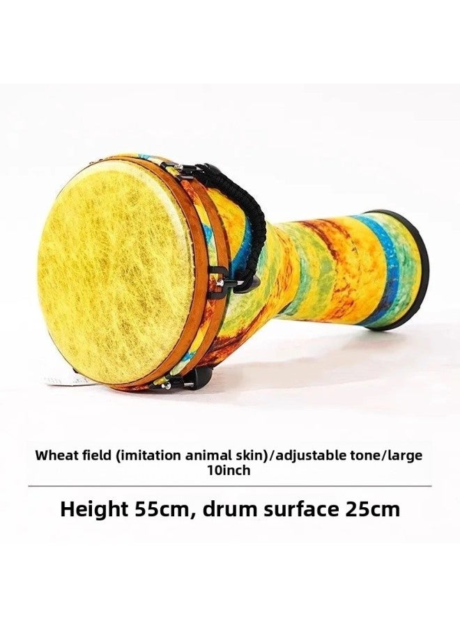 Somali Goat African Drum For Adults and Children Beginners Hand Drum Professional Performance Teaching Drum Large 10inch screw tuning wheat field (imitation animal skin) - Image 1