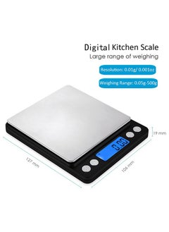 Cuken Digital Kitchen Scale, 500g, 0.01g Mini Pocket Jewelry Scale, Cooking Food Scale with Backlit LCD Display, 2 Trays, 6 Units, Auto Off, Tare, Stainless Steel, Battery Included, Black  - Image 2