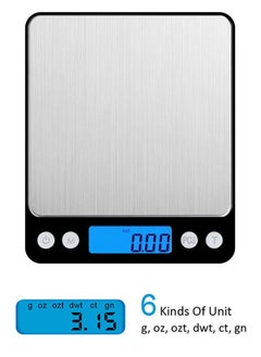 Cuken Digital Kitchen Scale, 500g, 0.01g Mini Pocket Jewelry Scale, Cooking Food Scale with Backlit LCD Display, 2 Trays, 6 Units, Auto Off, Tare, Stainless Steel, Battery Included, Black  - Image 3