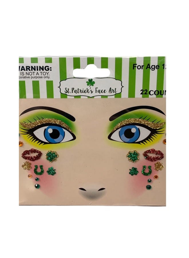 Saint Patricks Day Sets Face Jewels Face Gems Stick On Glitter Face Rhinestones for Makeup with over 130 Face Stickers Jewels Temporary Tattoos Kit for Rave Party Henna Green - Image 5