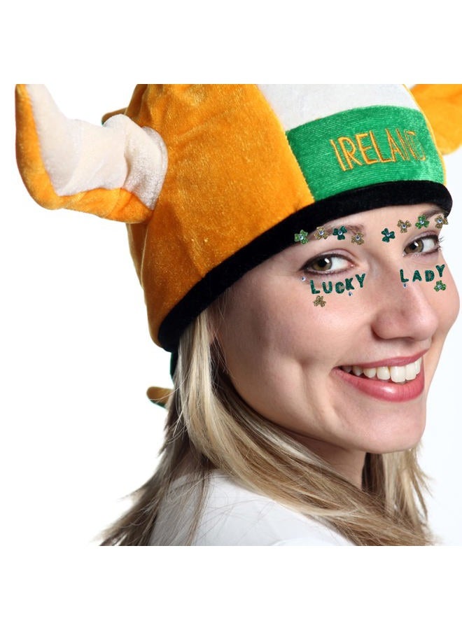 Saint Patricks Day Sets Face Jewels Face Gems Stick On Glitter Face Rhinestones for Makeup with over 130 Face Stickers Jewels Temporary Tattoos Kit for Rave Party Henna Green - Image 4