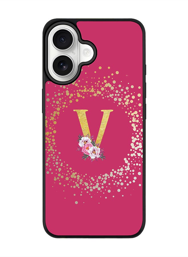 Stylizedd iPhone 17 Case, [Compatible with MagSafe] Slim Magnetic cover Phone Case iPhone 17 -Custom Monogram Floral - V ( Deep Pink ) - Image 1