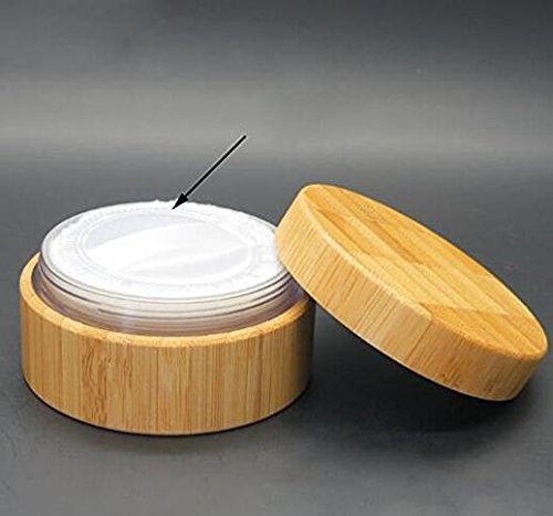 ASTRQLE 30ml 1oz Empty Refillable Portable Environmental Bamboo DIY Make up Loose Powder Jar Container Case with Sponge Powder Puff and Sifter Baby Powder Puff Kit Foundation Cosmetic Box - Image 3