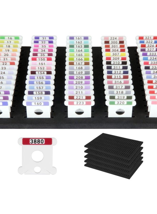 Hamtery White 3mm Acrylic Embroidery Floss Bobbins,500Pcs Embroidery Thread Organizer with Printed Number and Color Swatch for Cross Stitch Thread Storage (with 5 Foam Inserts for Durable Varicolor) - Image 1
