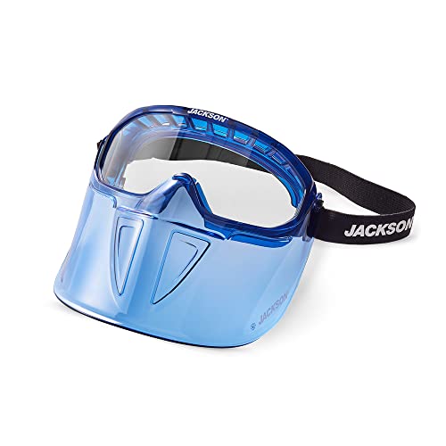 Jackson Safety 21000 - Safety Goggle - Gpl500 Premium Series - Clear Lens - Anti-fog - With Flip-up Detachable Face Shield - Blue Body - Image 1