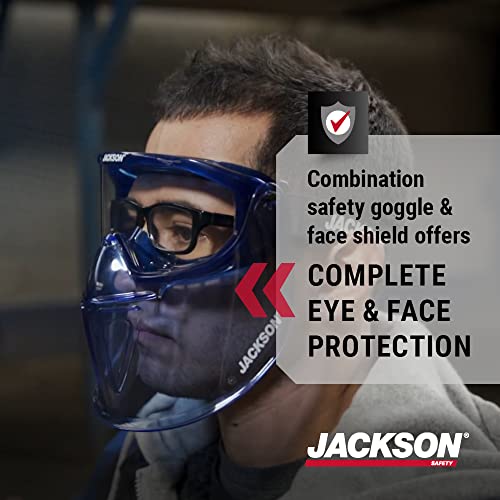 Jackson Safety 21000 - Safety Goggle - Gpl500 Premium Series - Clear Lens - Anti-fog - With Flip-up Detachable Face Shield - Blue Body - Image 2
