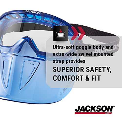 Jackson Safety 21000 - Safety Goggle - Gpl500 Premium Series - Clear Lens - Anti-fog - With Flip-up Detachable Face Shield - Blue Body - Image 3