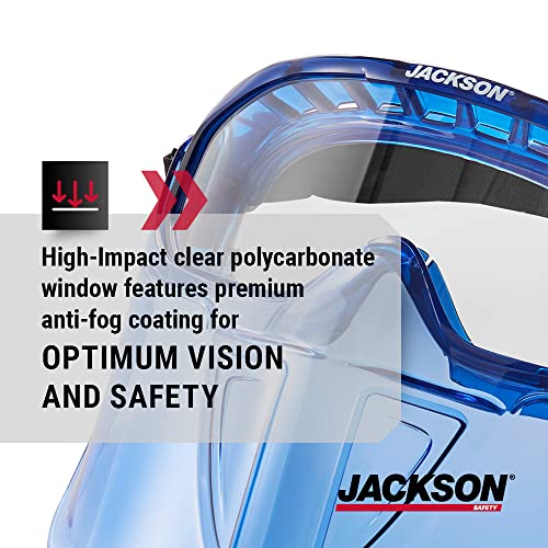 Jackson Safety 21000 - Safety Goggle - Gpl500 Premium Series - Clear Lens - Anti-fog - With Flip-up Detachable Face Shield - Blue Body - Image 4