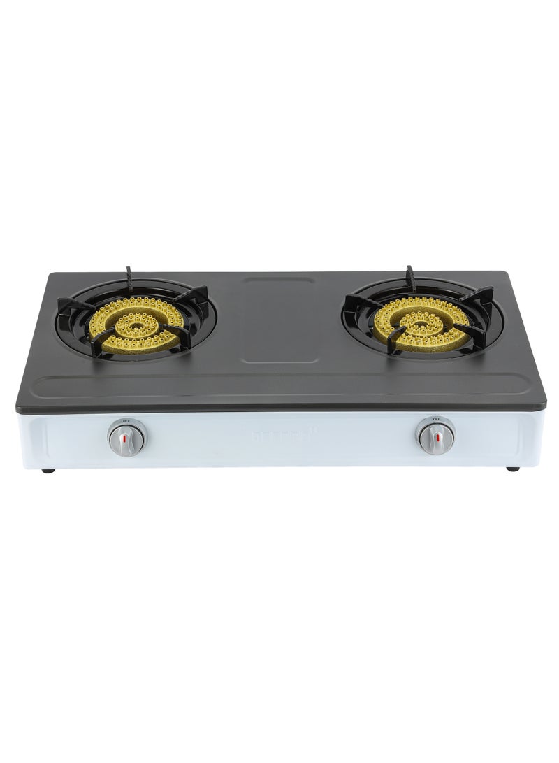 GEEPAS Stainless Steel Gas Cooker / 2 Cast Iron Burner Stove, Low Gas Consumption and Improved Flow for Efficient Heating/ Auto Ignition System, LPG Stovetop, Perfect for Home, Apartments, Kitchen Use GGC31049 Black & silver - Image 1