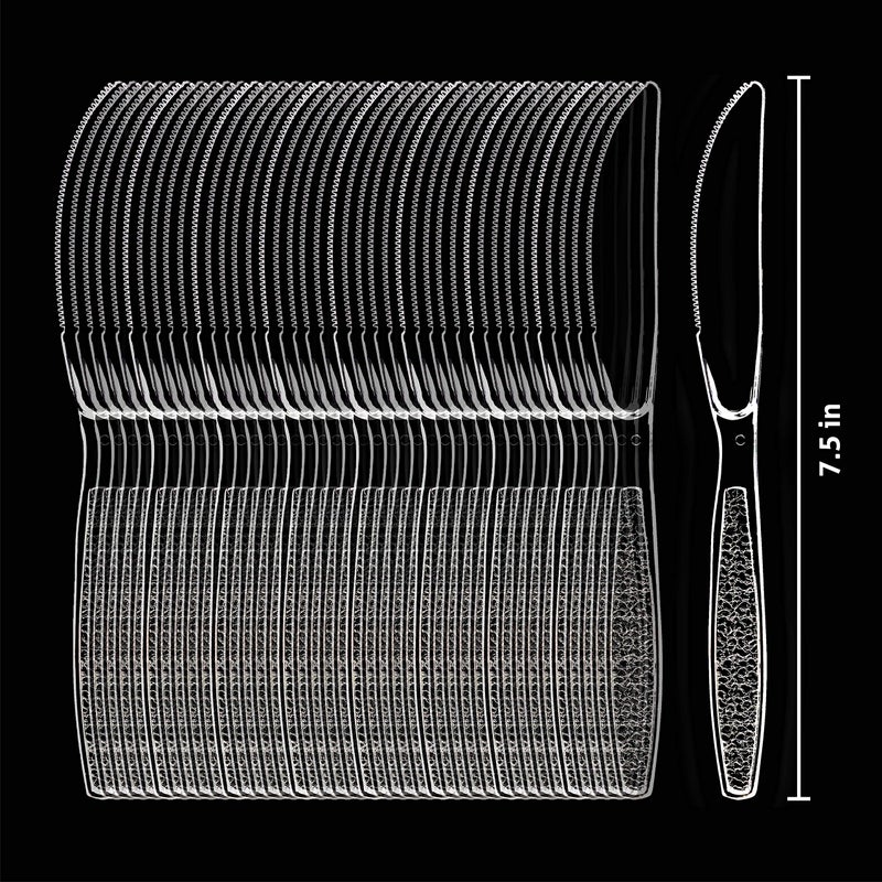 AMBIANCE Heavy Weight Disposable Plastic Knives  Food Grade Heavy Duty Plastic Silverware  Clear Cutlery Flatware (200 Knives)  - Image 2