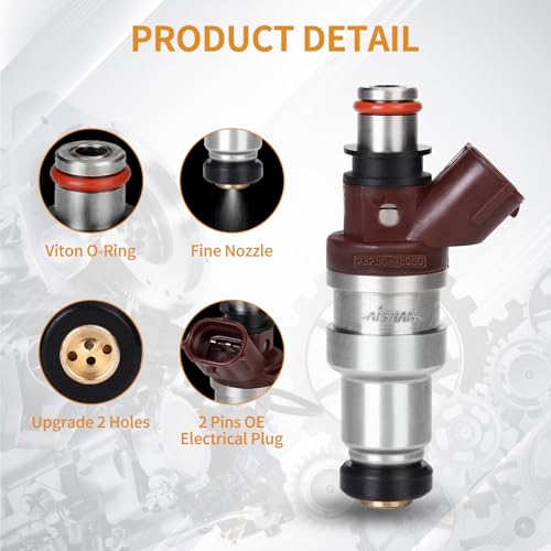 AISHAN 4PCS Fuel Injectors 2 Holes Compatible with Toyota 4Runner 19961999 T100 19961998 Tacoma 1995 1996 1997 1998 1999 L4 27L Replace 2325075050 2320979095 - Image 3