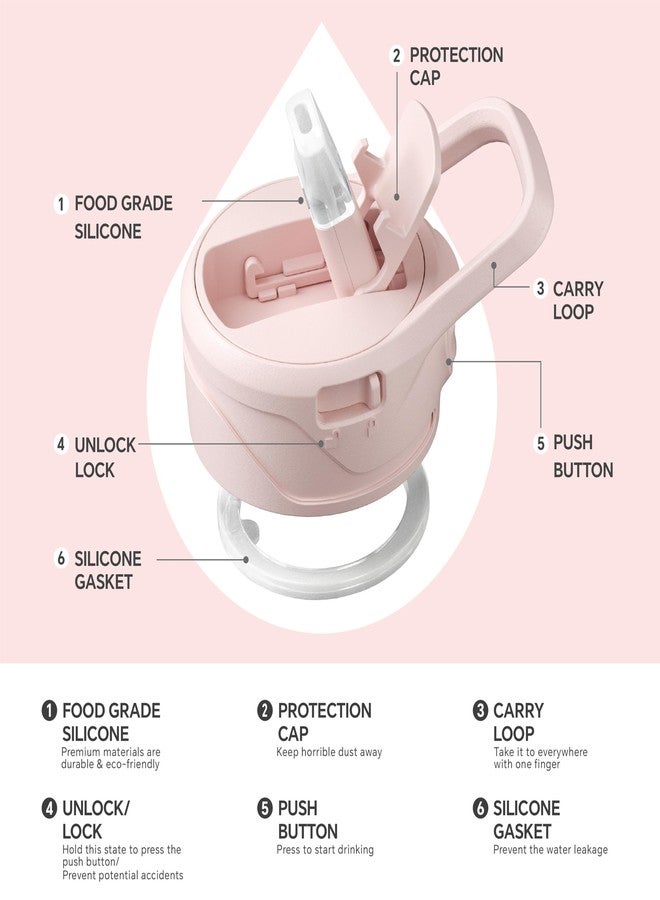 IDEUS Insulated Stainless Steel Water Bottle with 2 Leak-Proof Lids, Thermal Water Flask for Hiking Biking, 40oz, Light Pink - Image 4