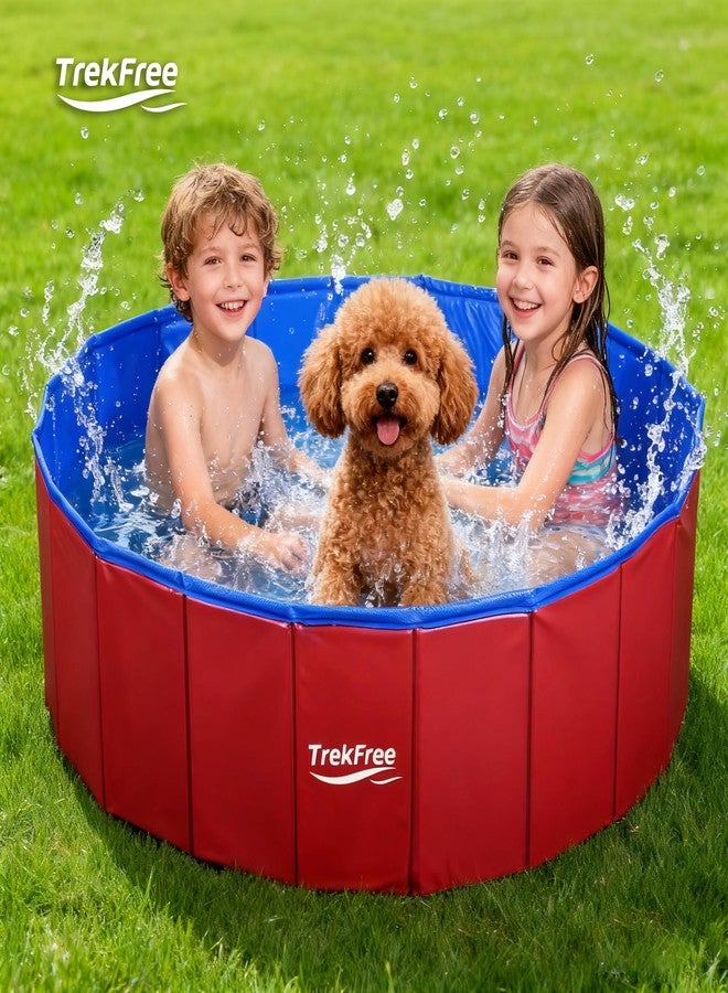 TrekFree Foldable Pet Pool, Puppy Small Medium Large Dogs Pool,Non-Slip Pet Bath Tub for Outdoor Backyard,Collapsible Dogs Swimming Pool for Dogs Cats and Kids 47" red - Image 3