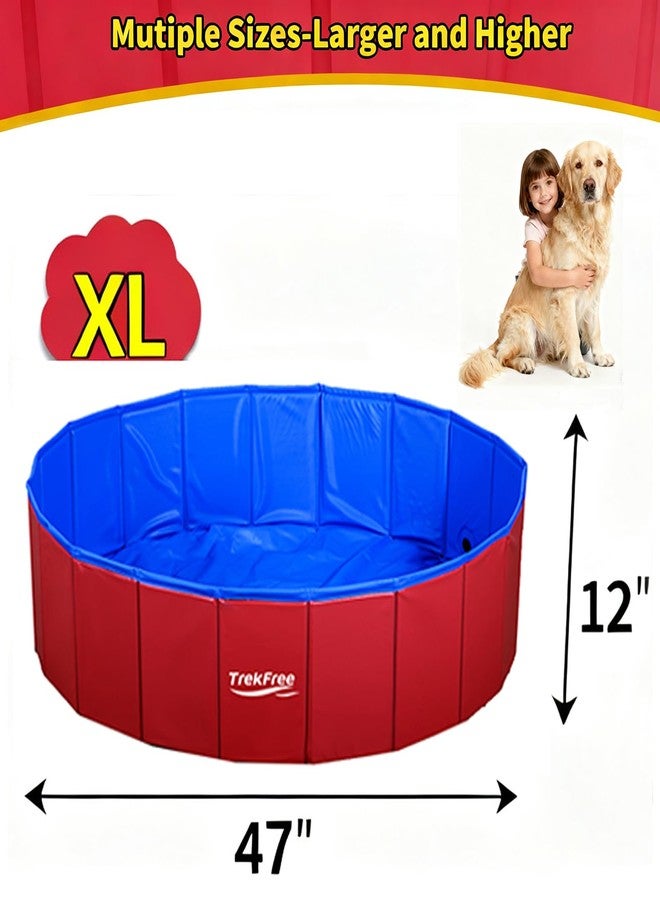 TrekFree Foldable Pet Pool, Puppy Small Medium Large Dogs Pool,Non-Slip Pet Bath Tub for Outdoor Backyard,Collapsible Dogs Swimming Pool for Dogs Cats and Kids 47" red - Image 4