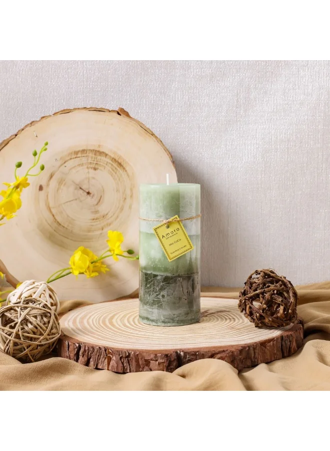 DANUBE HOME Danube Home Amara Ombre Wax Pillar Candle - (7X15Cm), 460G Multi Color Home Fragrance Decor Elegant Wax Candle For Living Room Accent Table Decorative Home Accessories