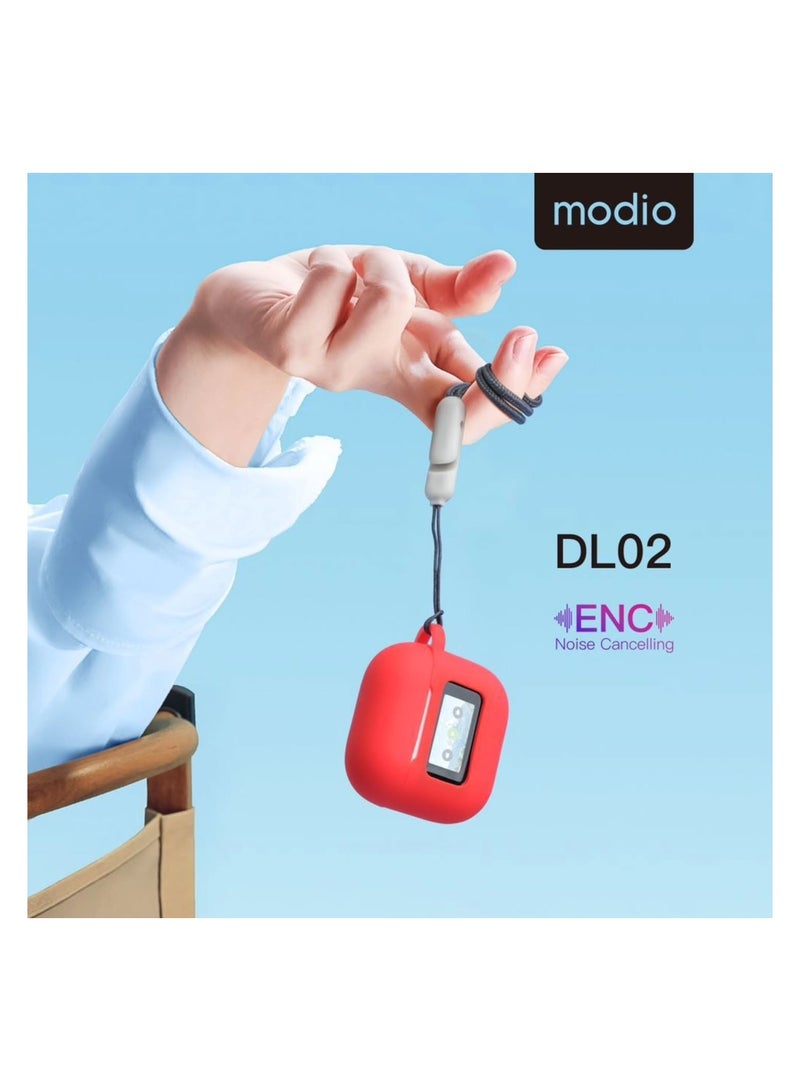 موديو سماعات موديو DL02 اللاسلكية بتقنية بلوتوث 5.4، شاشة LED صغيرة، ميكروفون ENC لعزل الضوضاء، تحكم باللمس، بطارية طويلة العمر – أبيض - Image 3