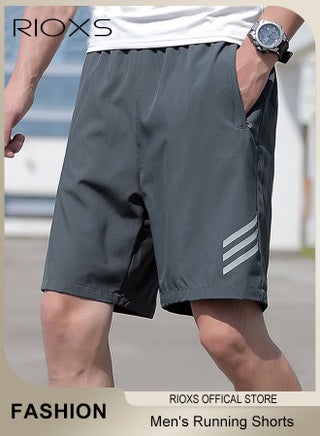 Men's Running Shorts, Athleisure Unlined Shorts, Athletic Lightweight Shorts, Breathable Quick-Drying Fitness Short Pants with Zippered Pockets, Moisture-Wicking Sports Shorts For Men, Comfzy Shorts For Exercises/ Daily Wear- Grey Shorts For Men - view 2