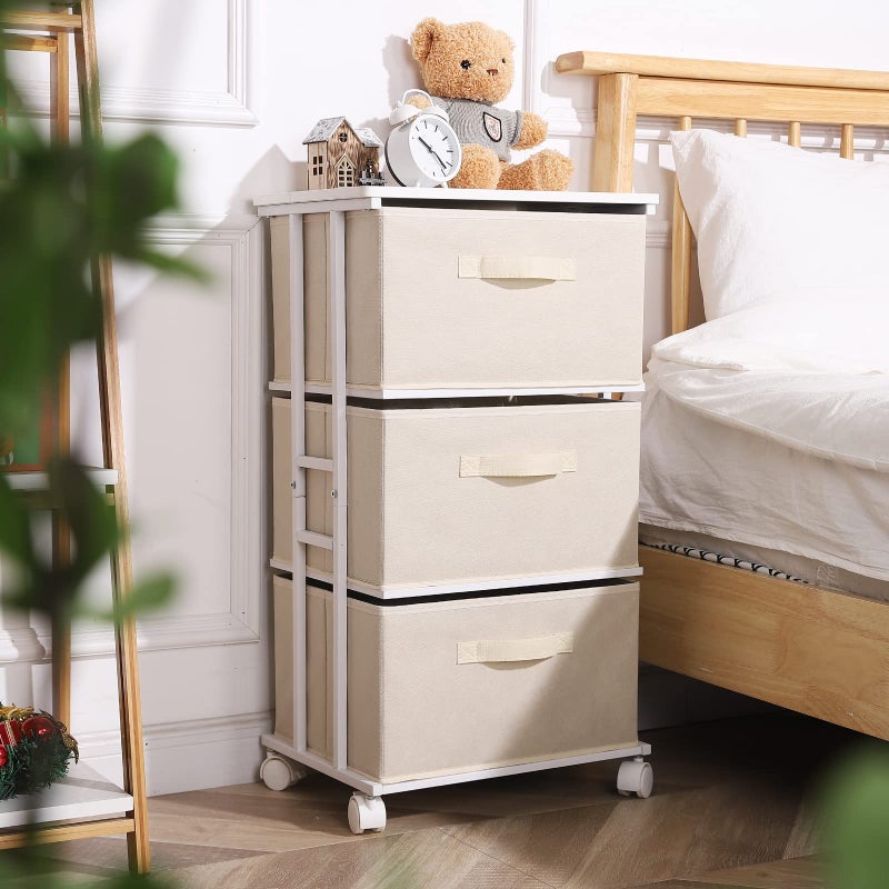 MAX Houser Dresser Tower with 3 Drawers for Bedroom, Fabric Storage Organizer Unit, Chest of Drawers with with WoodTop, Small Vertical Storage for Guest Room, Closet, Entryway, Nursery(Beige) - Image 4