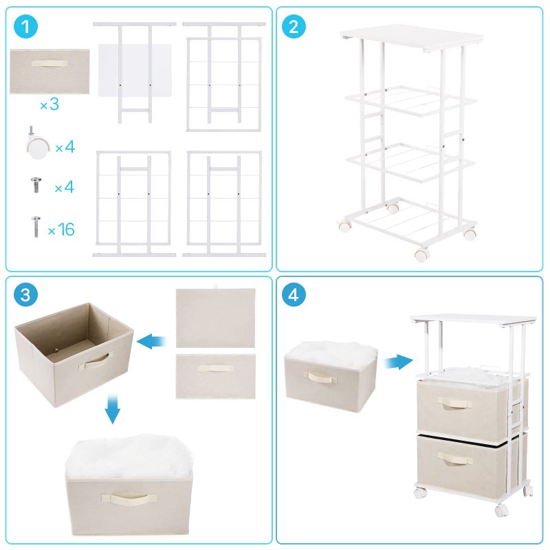 MAX Houser Dresser Tower with 3 Drawers for Bedroom, Fabric Storage Organizer Unit, Chest of Drawers with with WoodTop, Small Vertical Storage for Guest Room, Closet, Entryway, Nursery(Beige) - Image 3