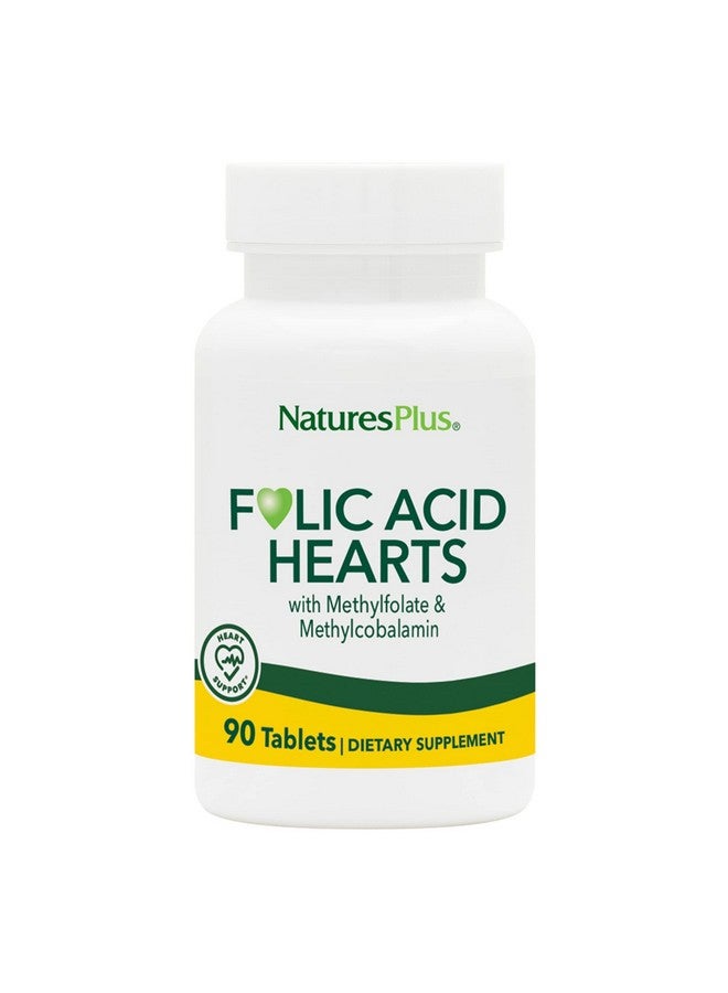 Nature's Plus قلوب حمض الفوليك من ناتشرز بلس (ميثيلفولات) 400 ميكروغرام 90 قرص نباتي مع فيتامين ب6 وفيتامين ب12 (كميثيلكوبالامين) خالي من الغلوتين 90 حصة - Image 1