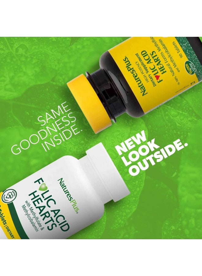 Nature's Plus قلوب حمض الفوليك من ناتشرز بلس (ميثيلفولات) 400 ميكروغرام 90 قرص نباتي مع فيتامين ب6 وفيتامين ب12 (كميثيلكوبالامين) خالي من الغلوتين 90 حصة - Image 3