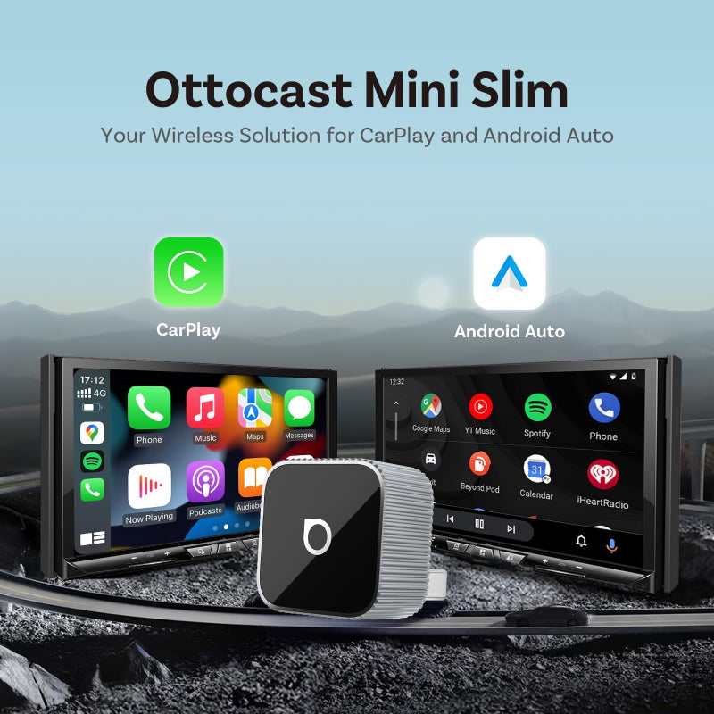Ottocast محول أوتوكاست 2026 ترقية مكعب صغير 3.0، 2 في 1 وايرلس كار بلاي وأندرويد أوتو، دونجل توصيل وتشغيل، إعادة اتصال سريعة، مزدوج النطاق 5 جيجاهرتز، للسيارات المزودة بكار بلاي وأندرويد أوتو سلكي (فضي) - Image 2