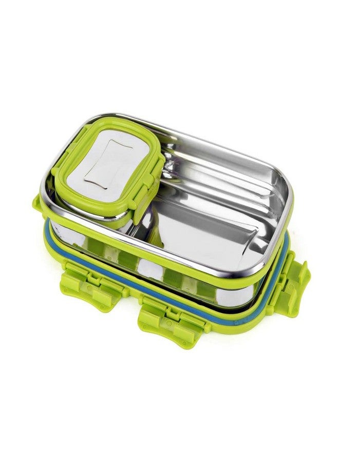 KriVat 2Pc Stainless Steel Lunch Box 700 ML × 150 ML with Steel lid Air Tight Spill Proof Lid, Container Insulated Tiffin Box/Lunch Box for Boys and Girls for Office/School (Multi-Color) - Image 3