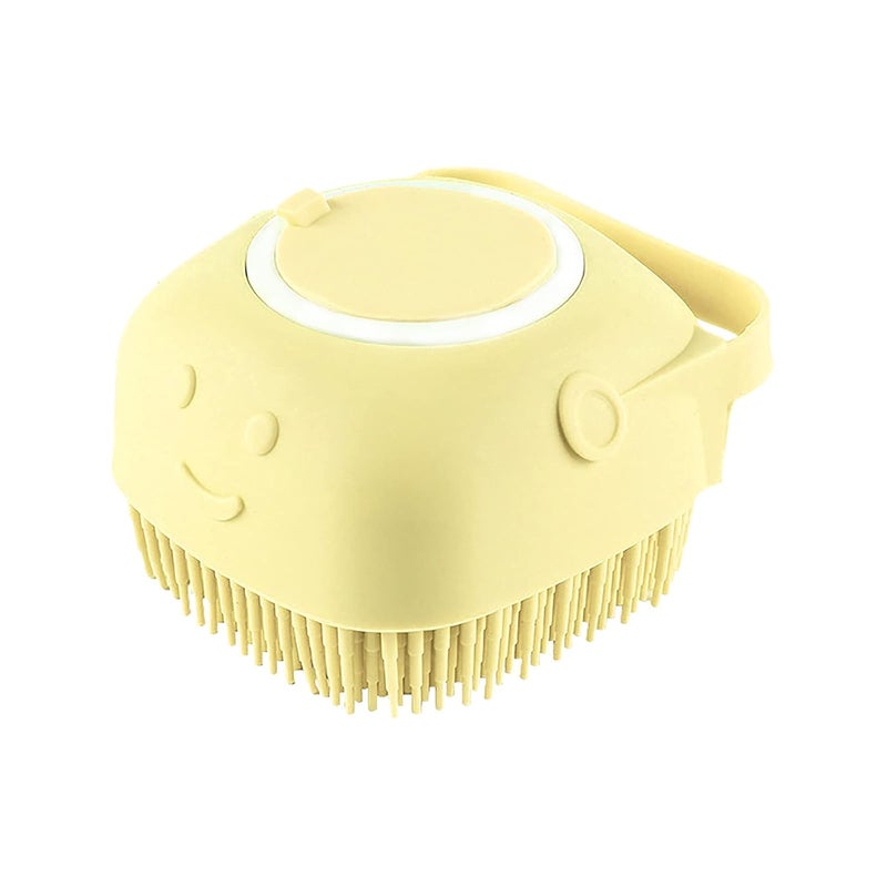 klarako Hair Brush,Square Silicone Body Shower Wash Massage Brush With Shampoo Soap Gel Dispenser,Blue Pink Yellow - Image 1