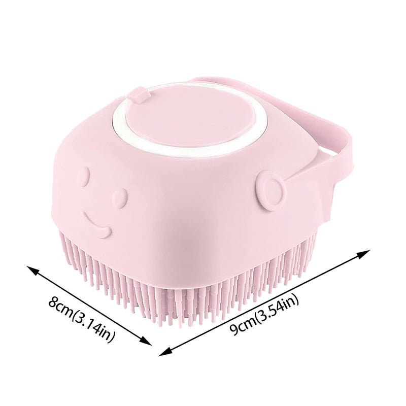 klarako Hair Brush,Square Silicone Body Shower Wash Massage Brush With Shampoo Soap Gel Dispenser,Blue Pink Yellow - Image 5
