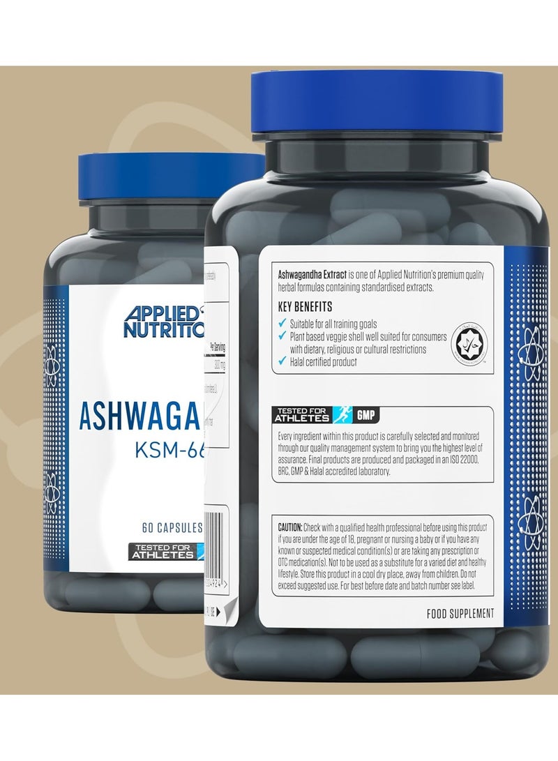 Applied Nutrition Ashwagandha KSM-66 - 60 capsules - 60 serving - Unflavored - Image 2