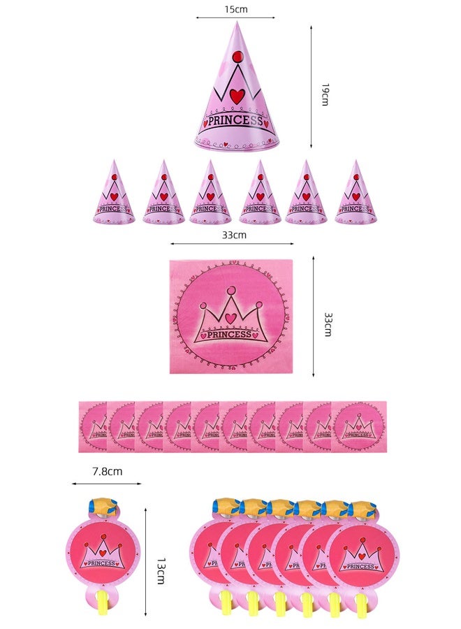 40-piece pink princess crown themed birthday party disposables set  - Image 3