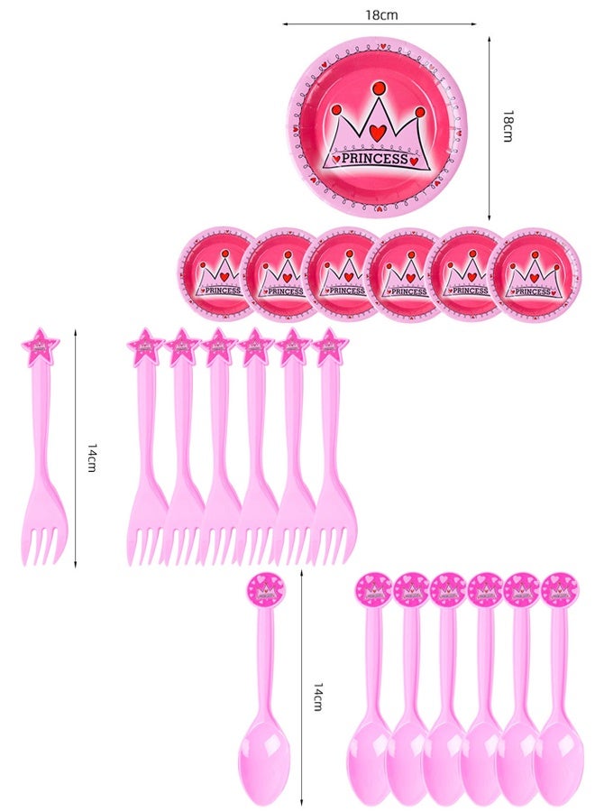 40-piece pink princess crown themed birthday party disposables set  - Image 2
