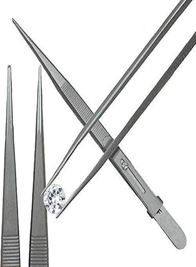 Gulab's Tools Diamond Tweezer for Gemstones with Slide Lock - Set of 2 Stainless Steel Precision Tweezers - Image 4