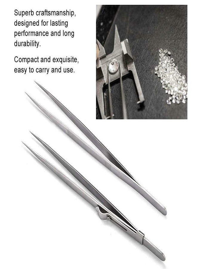 Gulab's Tools Diamond Tweezer for Gemstones with Slide Lock - Set of 2 Stainless Steel Precision Tweezers - Image 5
