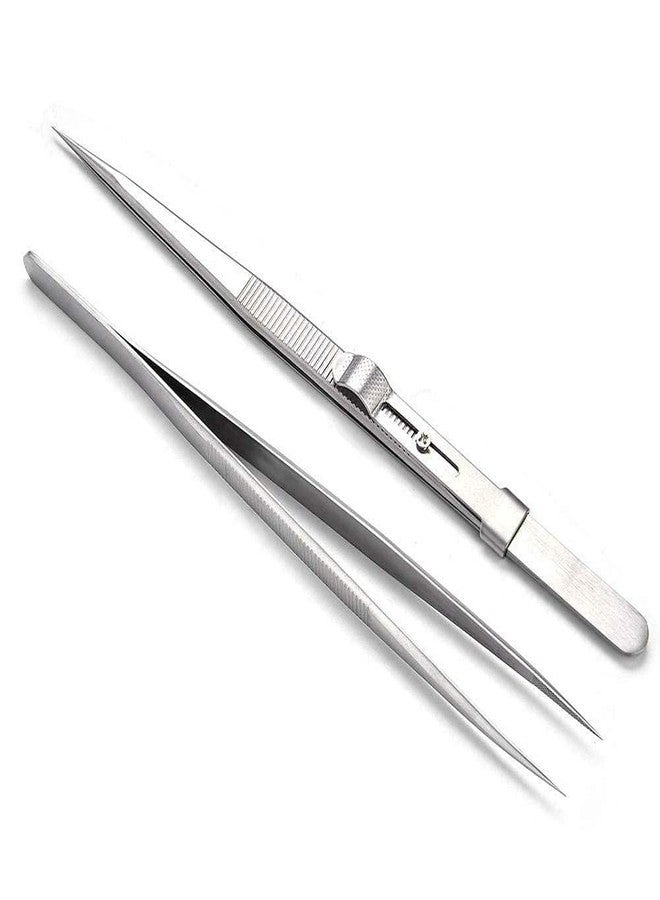 Gulab's Tools Diamond Tweezer for Gemstones with Slide Lock - Set of 2 Stainless Steel Precision Tweezers - Image 1