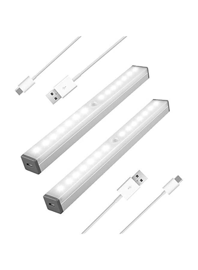 رينكس مصاح خزاة LED 2 قطعة ، 14 لمة LED اللو الأيض ، ضوء مستشعر الحركة للحمام والممر والدرج ، شح USB ، وضع الطوارئ SOS وتعتيم متدرج - Image 1