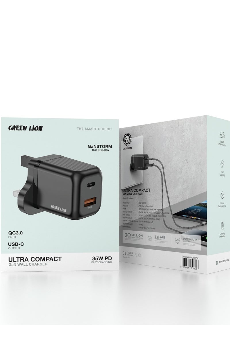 GREEN LION Ultra Compact Gan Wall Charger / Fast Charger / Quick Charge PD+QC 35W - Image 4