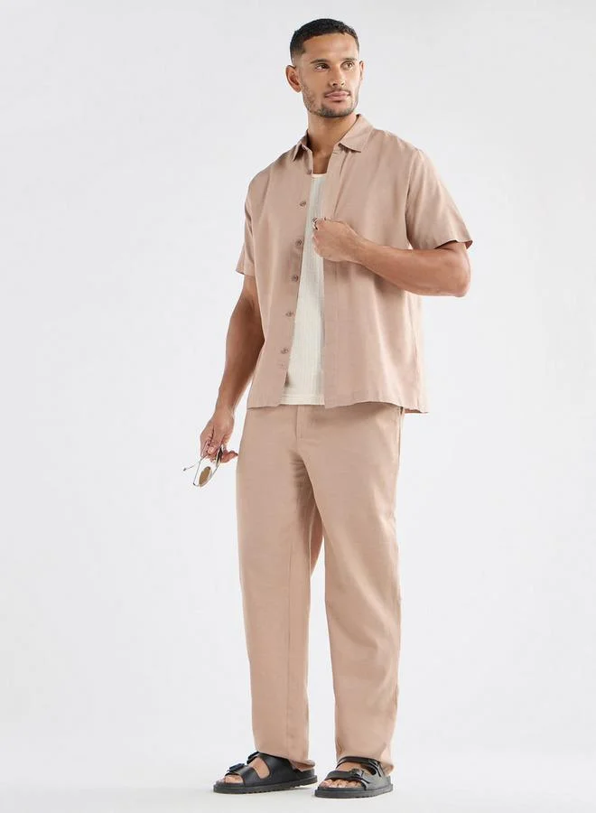 سبلاش فيڤ قميص سادة بقصة عادية وأكمام قصيرة