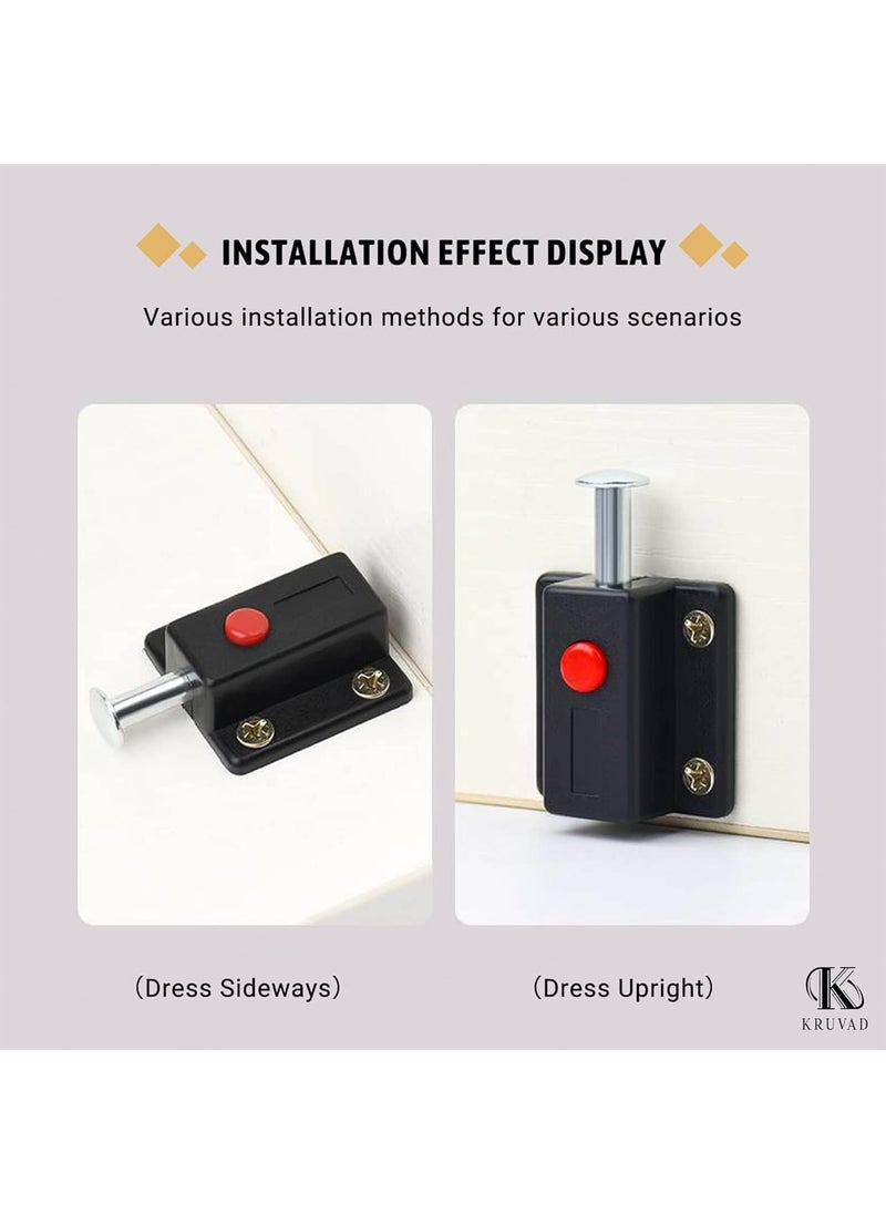 Kruvad Kruvad Kitchen Cabinet Door Push to Open Plastic Metal Latch Bolt Lock Automatic Barrel Spring Loaded Press Button Bolt Security Latch Without Handle for Door Lock Bolt Furniture Type 6 Pcs  - Image 5