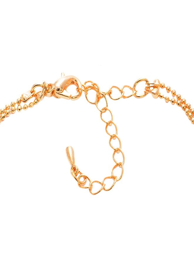 Spinningdaisy Double Line Crystal Initial Anklet (B-Gold) - Image 3