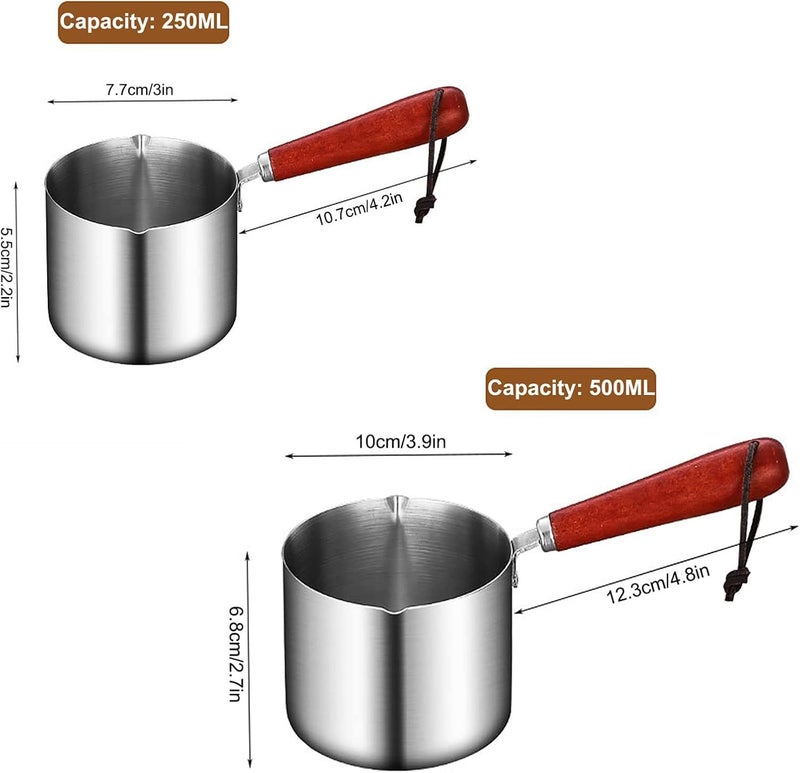 Yopple Stainless Steel Mini Saucepan, 150ml/250ml Butter & Milk Warmer, Dual Spouts, Wooden Handle, Small Pot for Sauces, Coffee, Baby Food & More - Image 4