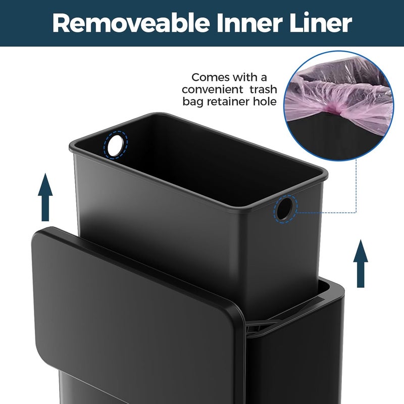LINSSEN Stainless Steel Hanging Trash Can with Lid and Inner Bucket, 2 Gallon Kitchen Compost Bin for Counter Top, Under Sink or Wall Mount, Small Garbage Can for Cupboard/Bathroom/Bedroom/RV, Black - Image 5