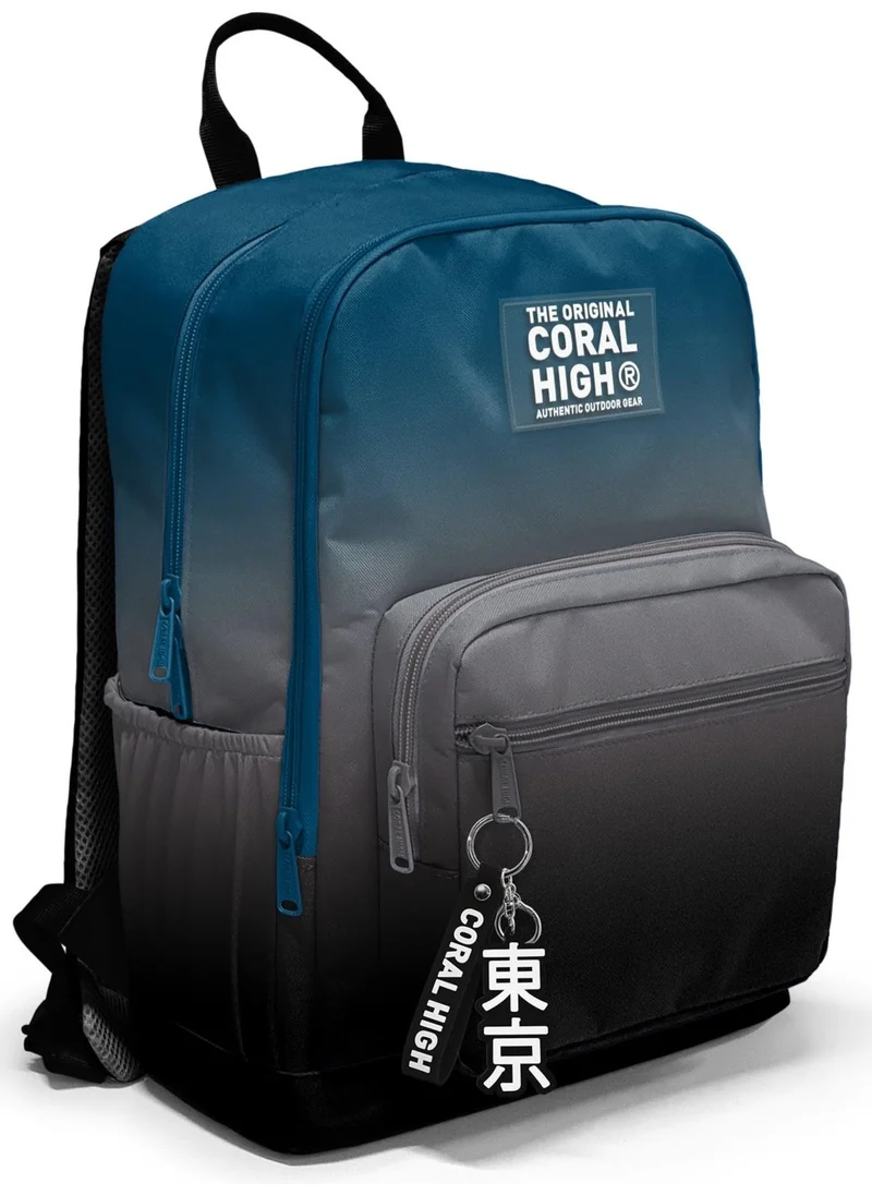 CORAL HIGH Dark Grey Color Transitional Four Compartment School Backpack 23642