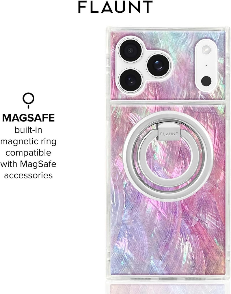 Flaunt Official Square Protective Case - Compatible with iPhone 17 Pro Max - Compatible with MagSafe & Wireless Charging - Drop-Tested & Shockproof - (Pink Mother of Pearl) - Image 5