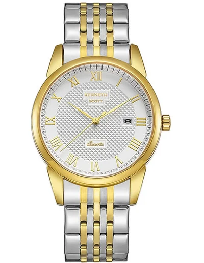 KENNETH SCOTT Kenneth Scott K23030-TBTW Men's Analog Display Watch & Stainless Steel Strap Gold