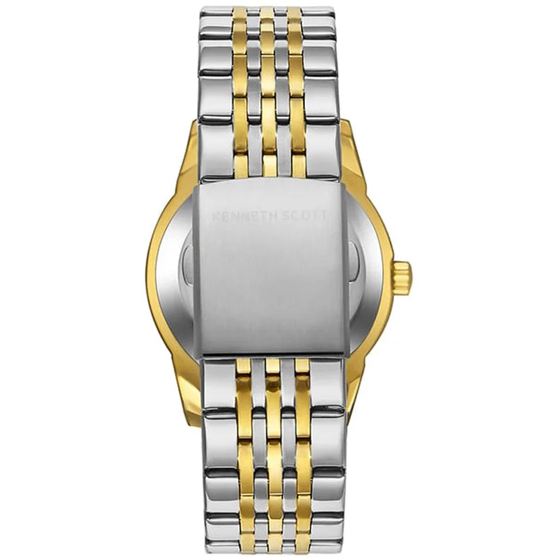 KENNETH SCOTT Kenneth Scott K23030-TBTW Men's Analog Display Watch & Stainless Steel Strap Gold