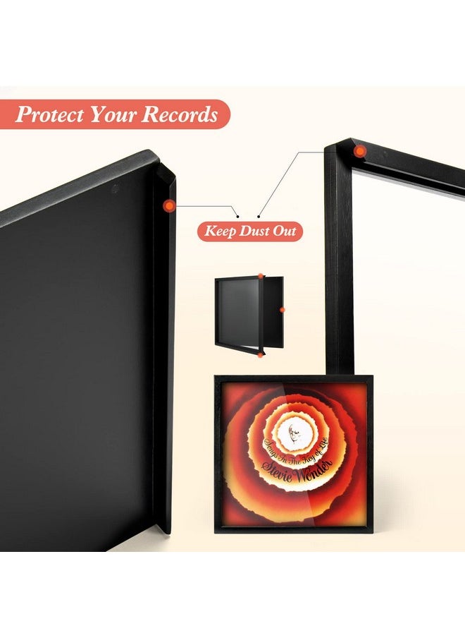 ONE WALL ONE WALL Vinyl Record Frame Play & Display Album Frames for Vinyl Records 12 x 12 Inch, Solid Wood Frame Mount on Wall Display Vinyl LP Covers with Clear Acrylic Front, Black  - Image 4